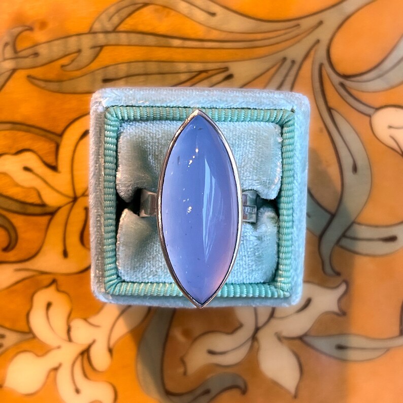 Vintage Silver and Chalcedony Ring Swedish Size 5.5