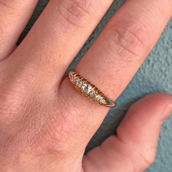Antique Victorian Five-diamond Ring 18k Gold, London 1897 Size