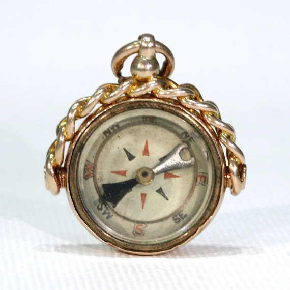 Antique Edwardian Gold Compass Fob Pendant