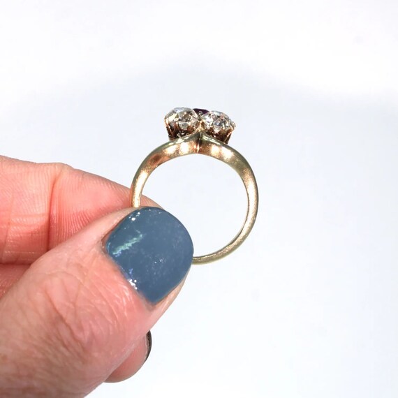 Antique Edwardian Trefoil Ruby Diamond Ring Size … - image 6