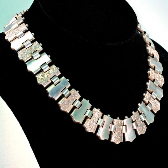 Antique Victorian Silver Collar Necklace 16" - image 3