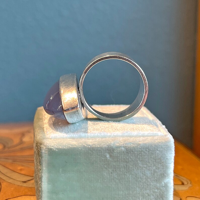 Vintage Silver and Chalcedony Ring Swedish Size 5.5