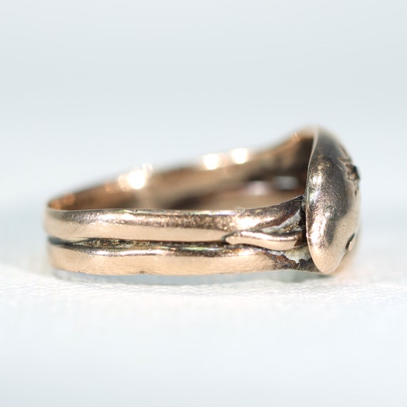 Edwardian Double Snake Ruby Diamond Ring 9k Gold … - image 10