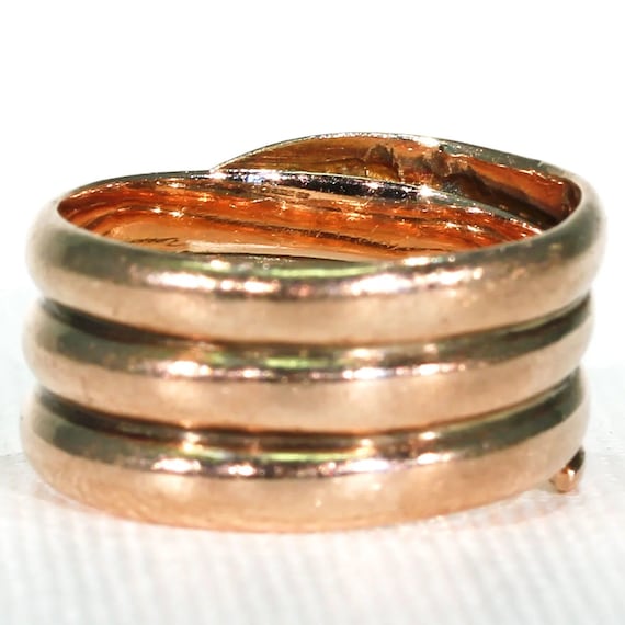 Extra Wide Antique Diamond Snake Ring 9k Gold Siz… - image 4