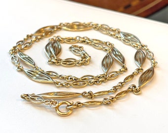 Chaîne Longue En Or 18 Carats Vintage - Style Edwardian, Longueur 60 Cm, Poids 46 Grammes, Origine France