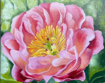 Original Oil painting "Chubby peony"