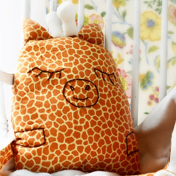 Items similar to Baby animal toy pillow. Sleeping giraffe toy pillow