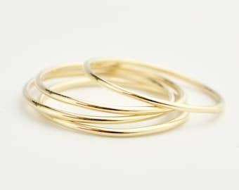 Solid 14K or 10K Gold 1MM Ring, Dainty Gold Ring, 14K or 10K Solid Gold Round Band, Skinny Gold Band, Minimalist Stacking Gold Ring