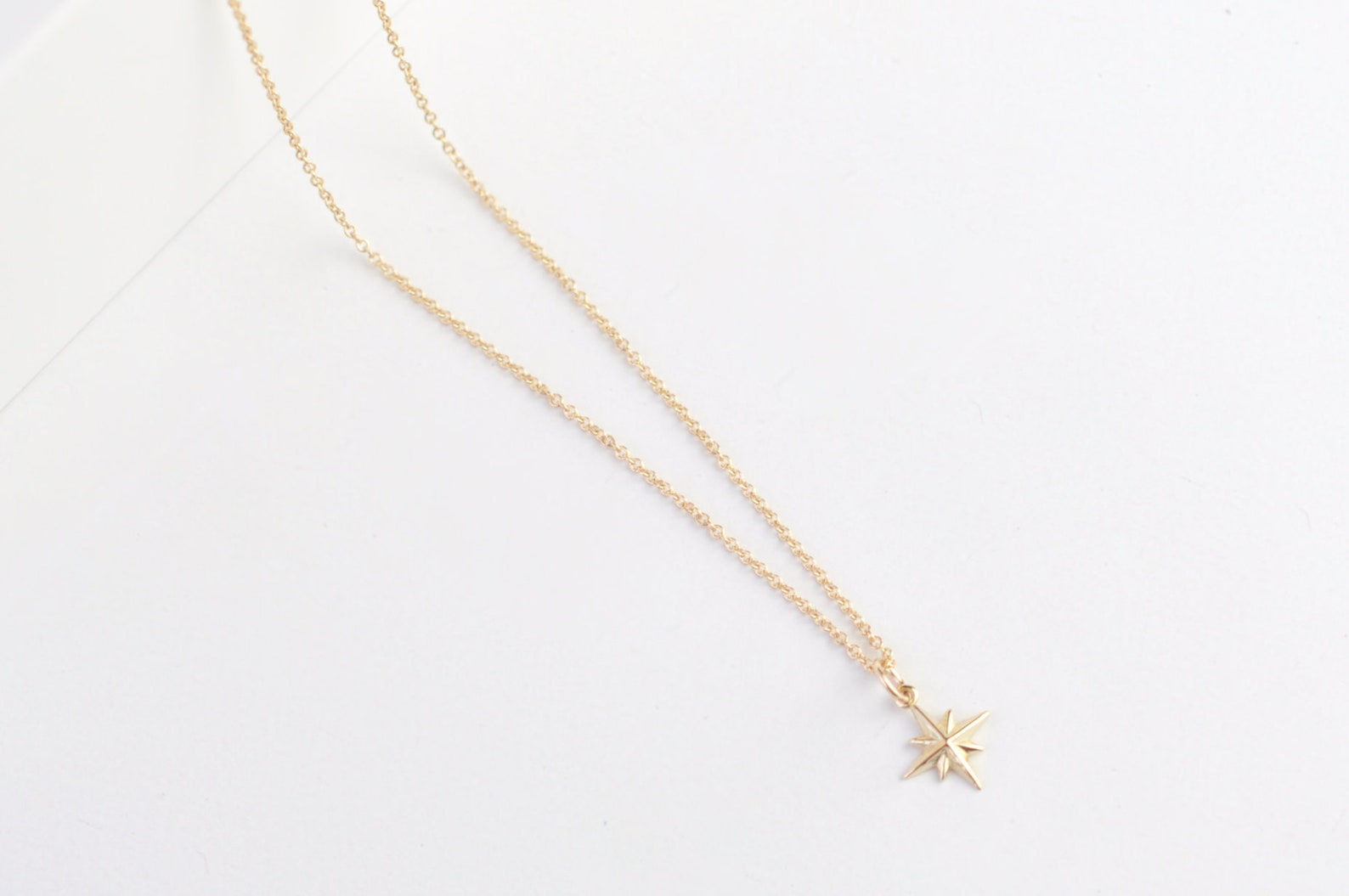 14K Solid Gold Star Necklace 14K Gold Star Necklace North Etsy
