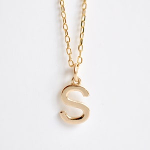 14K Solid Gold Initial Necklace/14K Solid Gold Initial Pendant/Gold Initial Necklace/14K Gold Letter Pendant/Letter Necklace/ Gift for Her