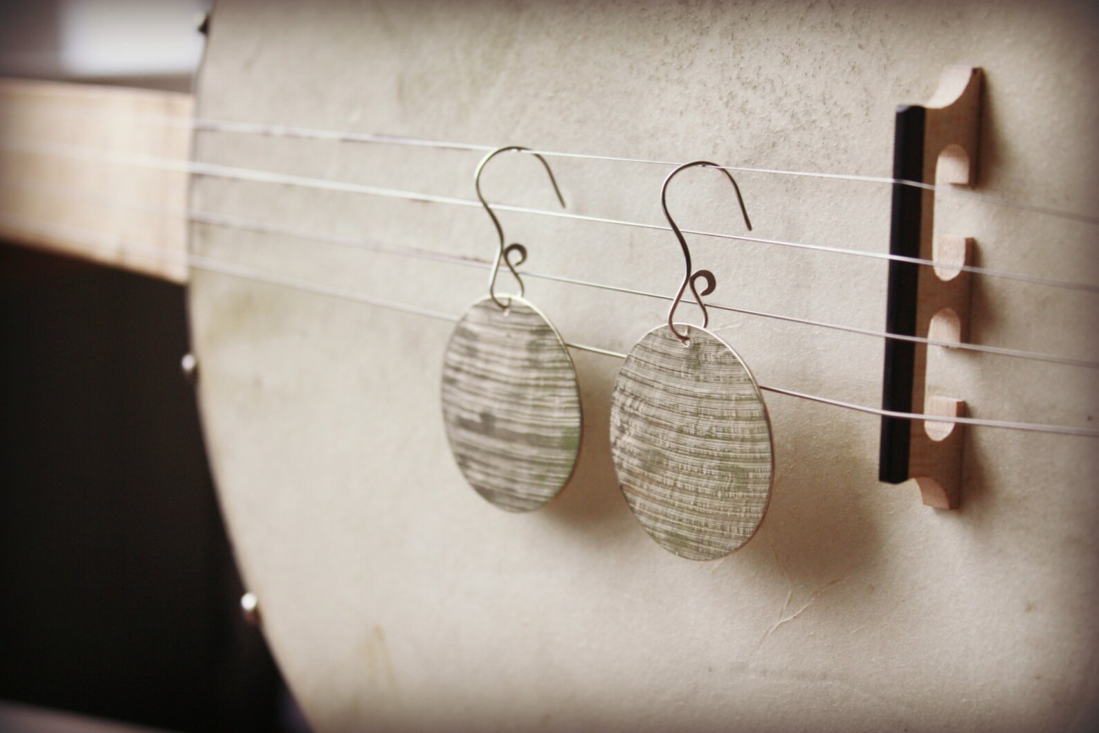 Recycled Cymbal Bronze Circle Earrings Hand Sterling Etsy