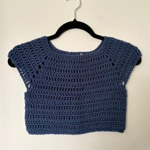 Handmade Crochet Summer Crop Top - Denim.