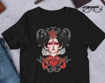 Reina Roja Camiseta unisex Algodón Alicia en el País de las Maravillas Libro Cuento clásico Lewis Carroll Medusa Dollmaker Art Nouveau Tee Lectores Novela Fantasía