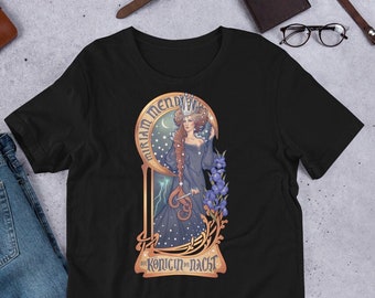 REINA de NOCHE Camiseta unisex ALGODÓN Mozart Medusa Dollmaker Art Nouveau Camiseta Música clásica Retro Vintage Luna Estrellas Bruja Tormenta Victoriana