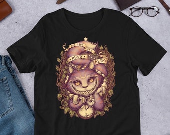 CHESHIRE CAT CAMISETA Algodón Unisex Medusa Dollmaker arte Alicia en el País de las Maravillas Impresión bajo demanda Vintage Retro Tee Fantasy Tale Folktales Libros