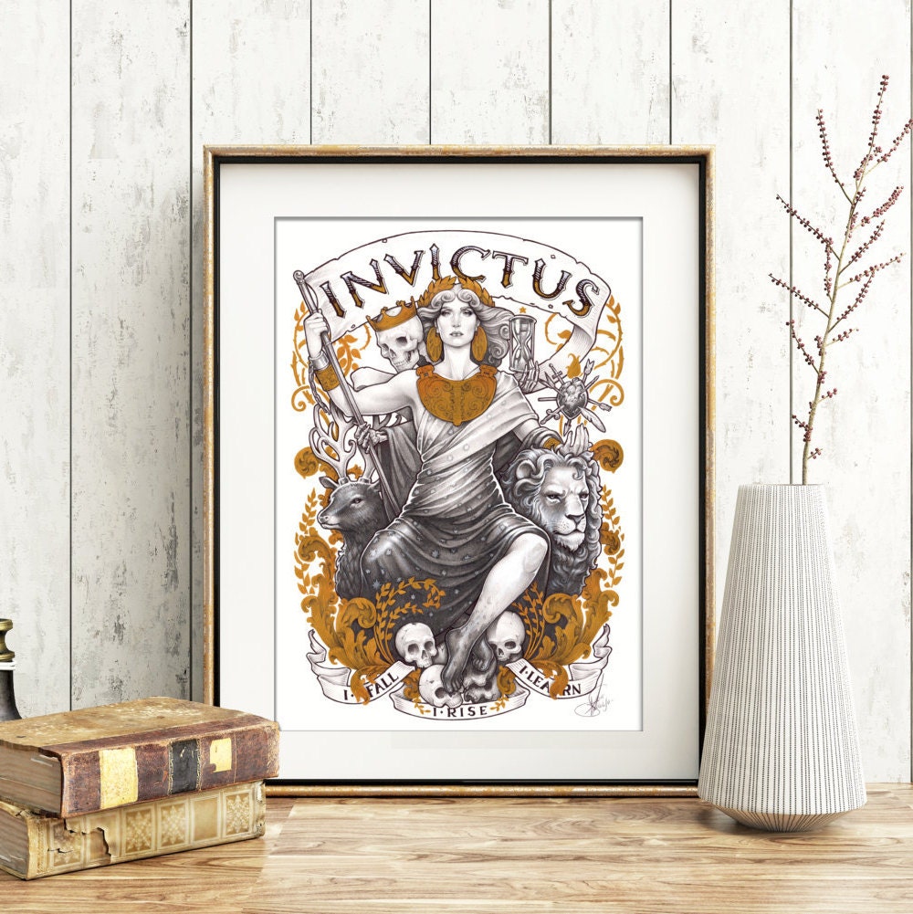 INVICTUS PRINT 8x11'' DinA4 signed Art Nouveau William Ernest…