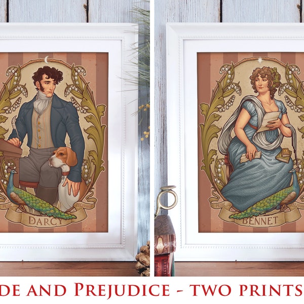 PRIDE and PREJUDICE Darcy und Lizzie Bennet 8x11 '' 2 Print SET Buch Jane Austen DinA4 signiert Hq 350g matte Couche Love Medusa Dollmaker