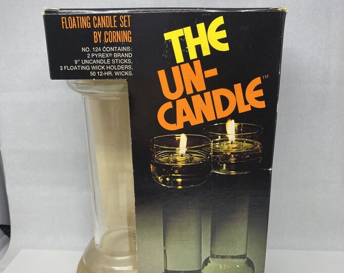 70s Uncandle Corning Pyrex 9 Floating Candles Vegetable Oil Wicks