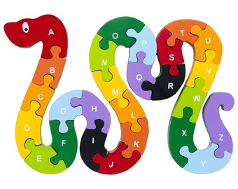 Snake Puzzle - Eco-Friendly Toys - Wooden Puzzles for Toddlers - Wooden ABC Puzzle - Alphabet Puzzles - Preschool Puzzles