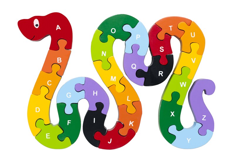 Ecofriendly Snake Alphabet Puzzle handcrafted of wood and Etsy