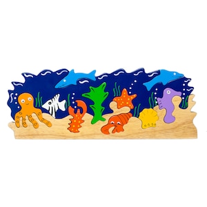 Ocean Puzzle - Wooden Jigsaw Puzzles - Toddler Puzzles - Preschool Puzzles -  - Wooden Puzzles for Toddlers - Chunky Wooden Puzzles