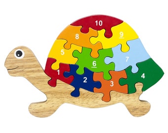 Puzzle Numéros de Tortue - Puzzles en bois pour les enfants de 2 ans - Meilleurs puzzles en bois - Puzzles éducatifs pour les tout-petits - Puzzles pré-maternelle