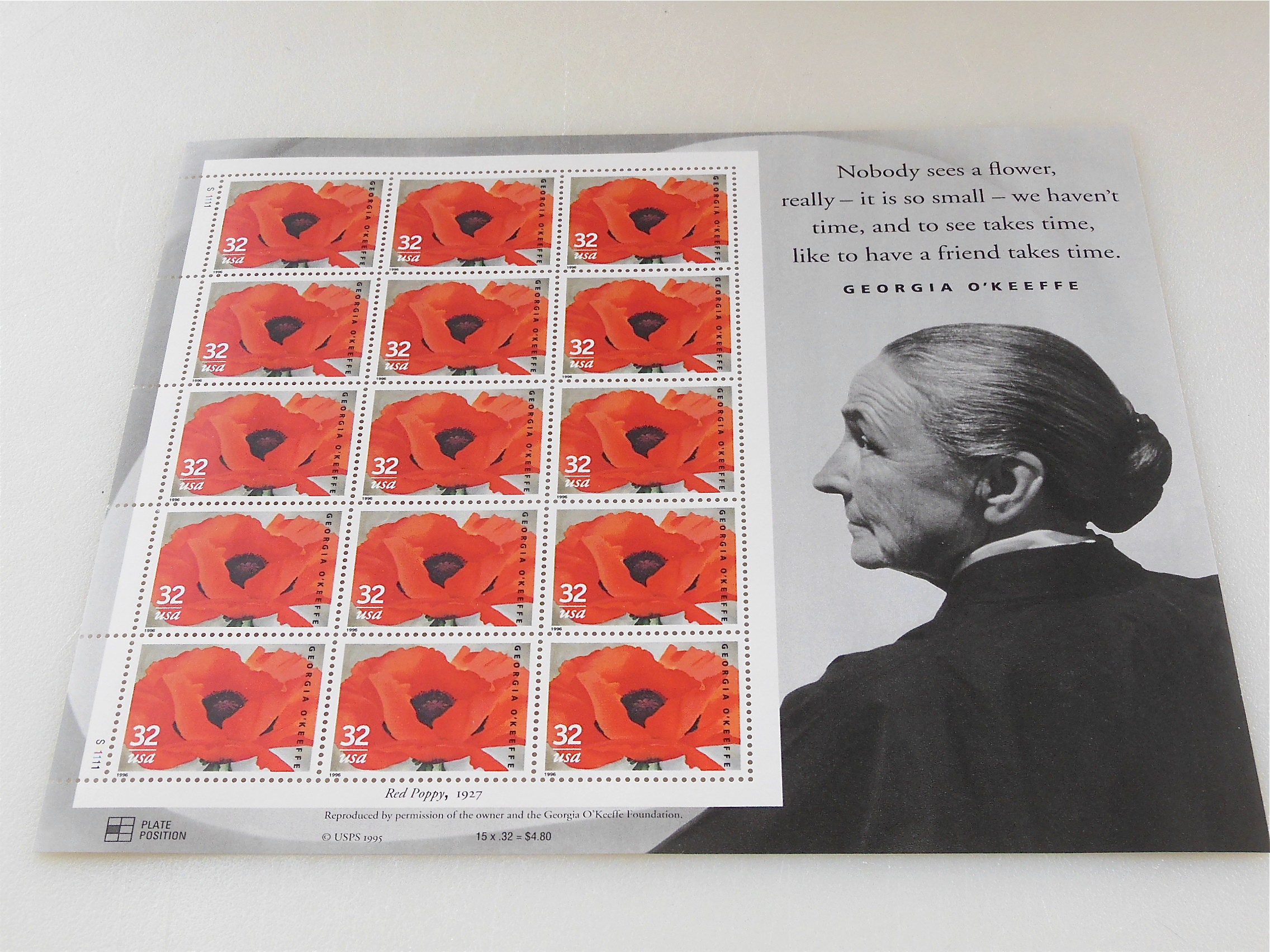 1996 Full Sheet Postage Stamp 1996 O'Keeffe Red Etsy
