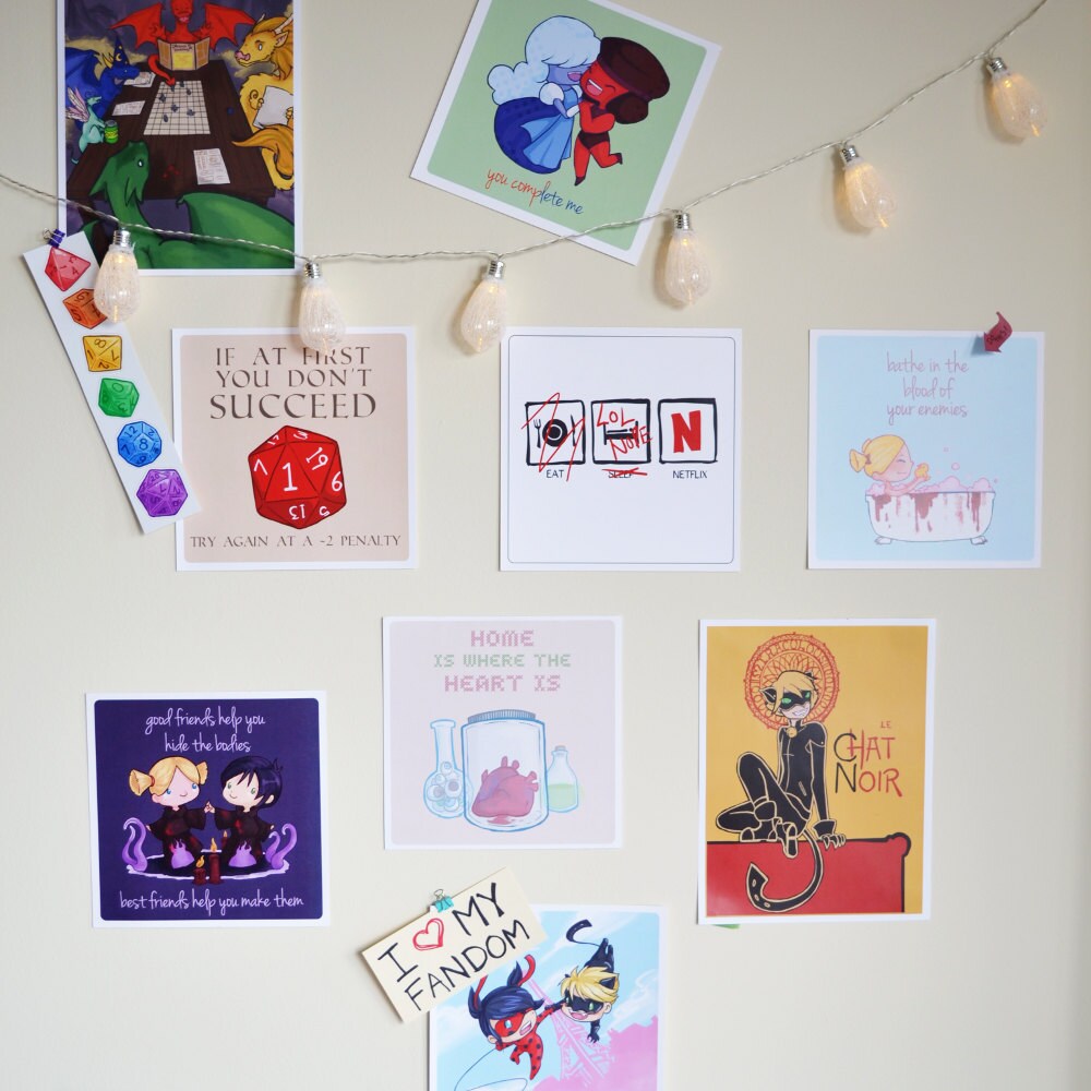 Geeky Wall Art Try Again D20 Square Print Nerdy Etsy