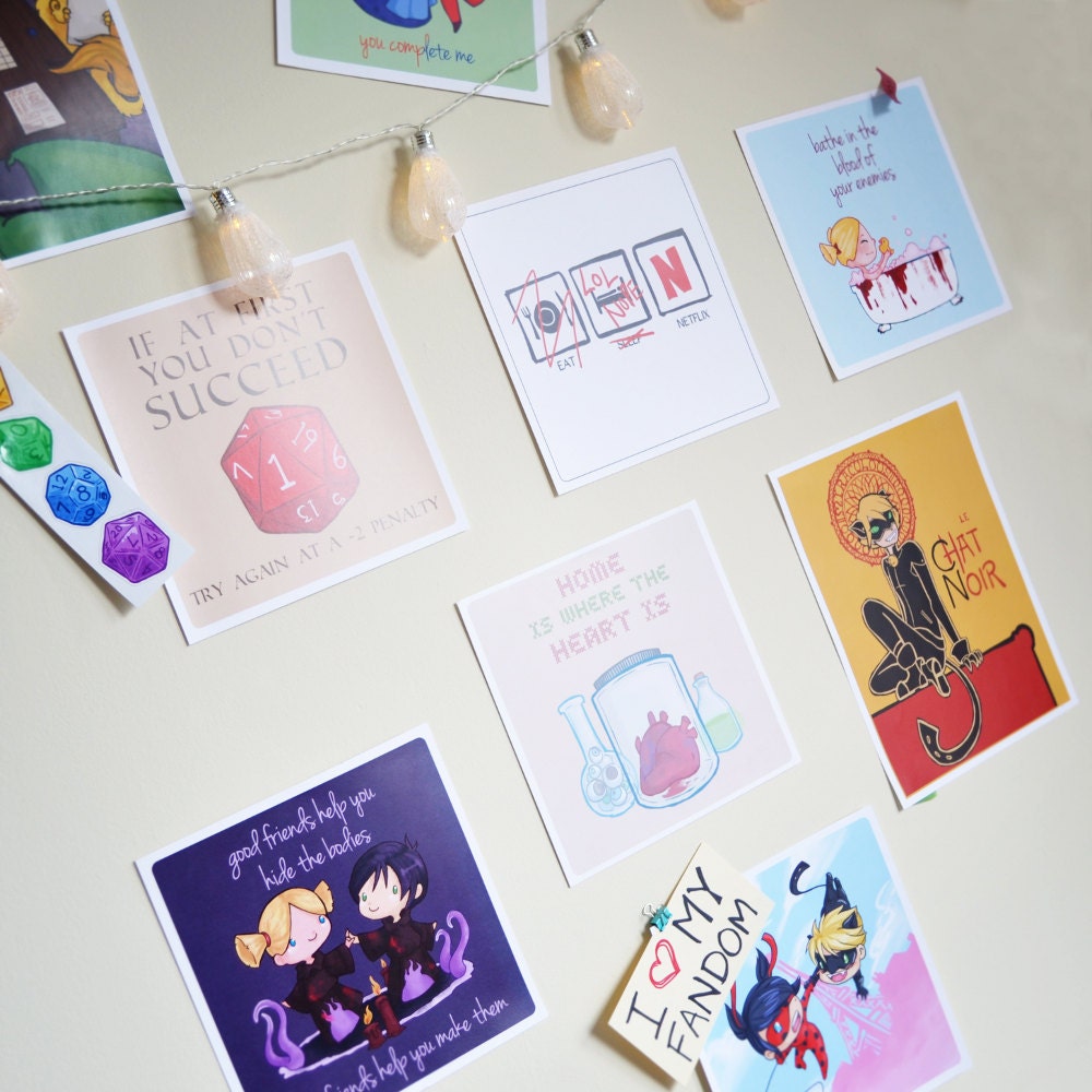 Geeky Wall Art Try Again D20 Square Print Nerdy Etsy