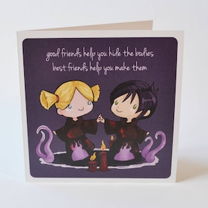 Geeky Freundkarte, Cutie Kultist Freundschaft Design, süße nerdige gruselig motivierende Geburtstagsparty lovecraftian Cthulu böse Freunde