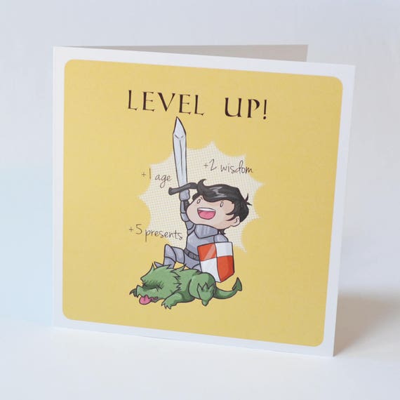 Geeky Birthday Card Level Up Design Sweet Nerdy Fantasy Etsy Geeky Birthday Card Level Up Design Sweet Nerdy Fantasy Etsy