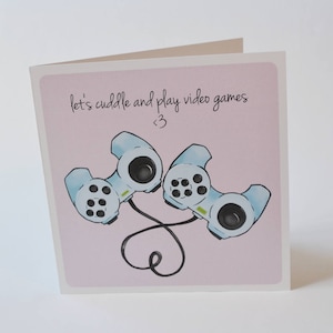 Geeky Romance Card, Let's Cuddle Design, douce sinisme valentine jeux vidéo cartes de contrôleur de jeu vidéo