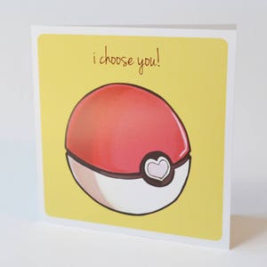 Carte Geek Romance, Pokemon Pokeball Design, cartes de jeu vidéo anime douce proposition ringard de la Saint-Valentin