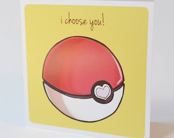 Geeky Romance Card, Pokemon Pokeball Design, sweet nerdy valentine proposal anime video game cards