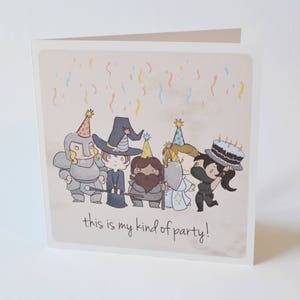 Cartão de aniversário nerd, design My Kind of Party, cartas de RPG de mesa para jogos de D&D com tema de dia dos namorados nerd