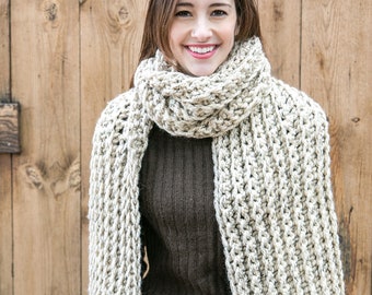 Blanket Scarves, Chunky Knit Scarf, Oversized Winter Scarves, THE ROYAL CLASSIC shown in Oatmeal