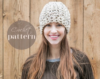 Crochet Hat Pattern, DIY Crochet Patterns, Beginning Skill Level, Chunky Beanie, Easy Crochet Hat Pattern