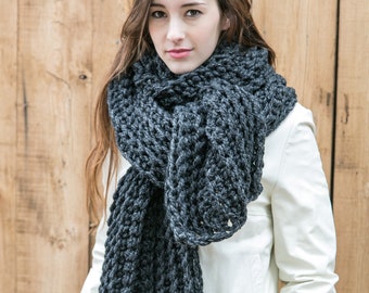 Modern Knit Scarf, Chunky Knit Scarves, Lenny Scarf, Extra Large Wool Scarf, THE ROYAL CLASSIC