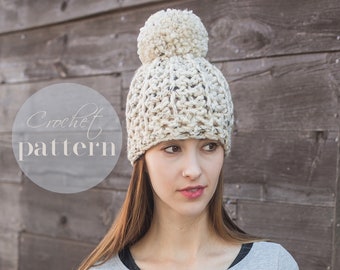 Crochet Hat Pattern, Easy Crochet Pattern, Pom Pom Hat Pattern, DIY Crochet, Learn to Crochet