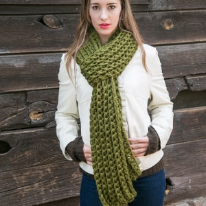 Green Knit Scarf Long Wool Scarf Fall Accessories Chunky - Etsy