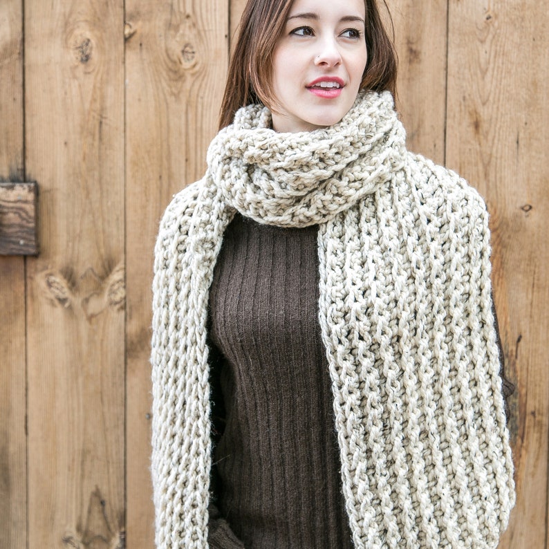 Modern Knit Scarf, Chunky Knit Scarves, Lenny Scarf, Extra Large Wool Scarf, THE ROYAL CLASSIC image 2