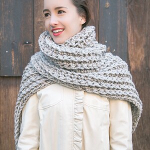 Modern Knit Scarf, Chunky Knit Scarves, Lenny Scarf, Extra Large Wool Scarf, THE ROYAL CLASSIC image 3