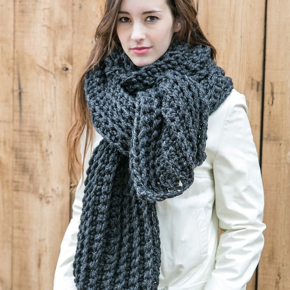 Modern Knit Scarf, Chunky Knit Scarves, Lenny Scarf, Extra Large Wool Scarf,  THE ROYAL CLASSIC 