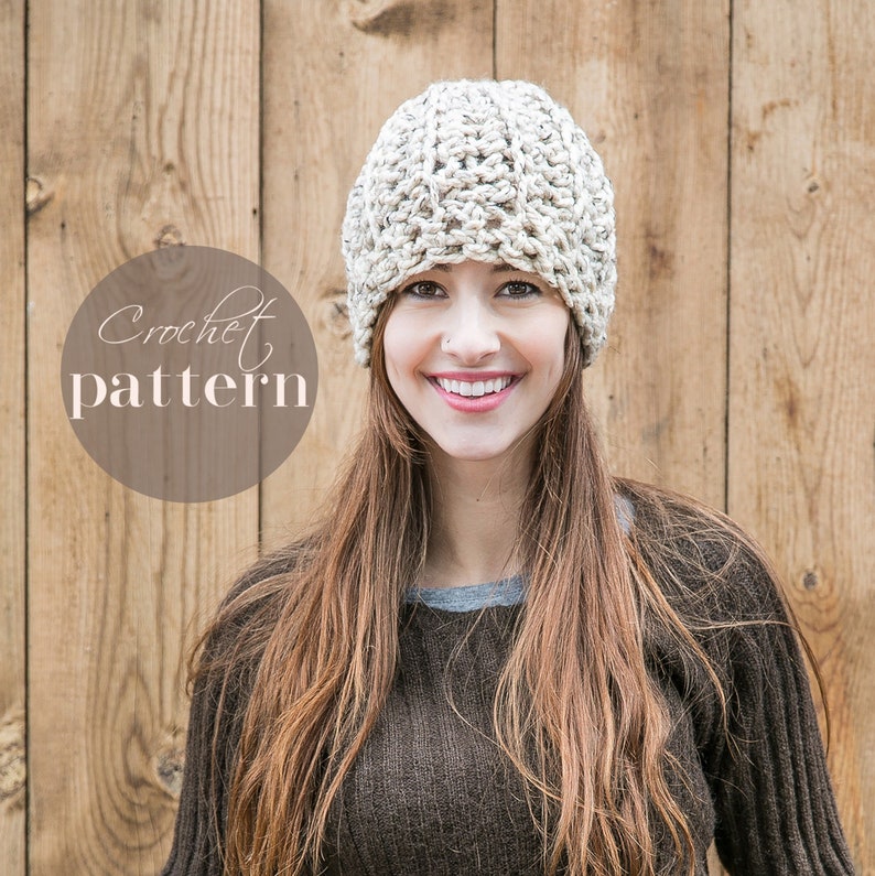 Crochet Hat Pattern, DIY Crochet Patterns, Beginning Skill Level, Chunky Beanie, Easy Crochet Hat Pattern image 1