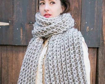 Grey Blanket Scarf // Oversize Knit Scarf // Winter Accessories // Chunky Knits // THE ROYAL CLASSIC shown in Grey Marble