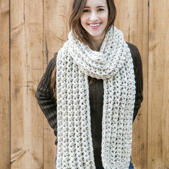 Long Knit Scarf, Winter Scarves, Unisex Scarves, Chunky Wool Scarf, THE  CLASSIC Shown in Wheat 