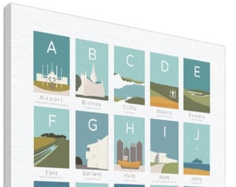 CANVAS - A-Z of Brighton and Sussex with main towns, South Downs and Weald