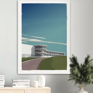 De La Warr Pavilion Digital Download | Modernist Sussex Landmark Art | Printable Bexhill Poster | Architectural Decor | UK Coastal Print