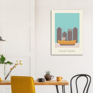 Hastings Old Town Minimalist Digital Download | Historic Sussex Coastal Art | Printable UK Seaside Town Poster | Modern Wall Decor