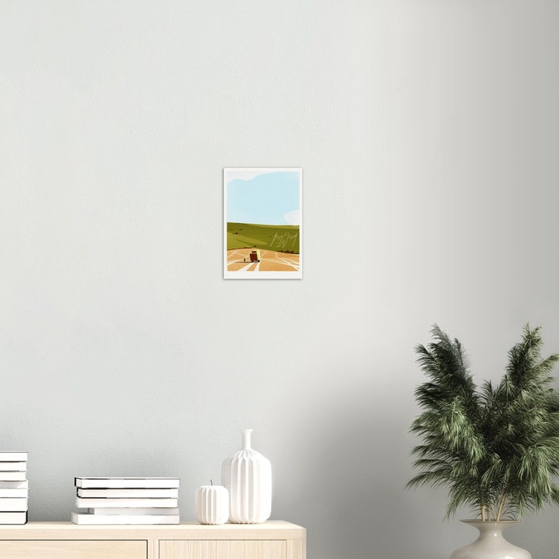 PRINT The Long Man of Wilmington Sussex South Downs retro print A4